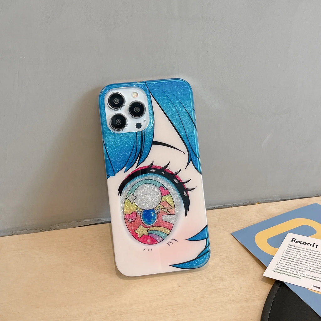 Cartoon Anime Iridescent Shinning Eyes Double Layers Phone Case