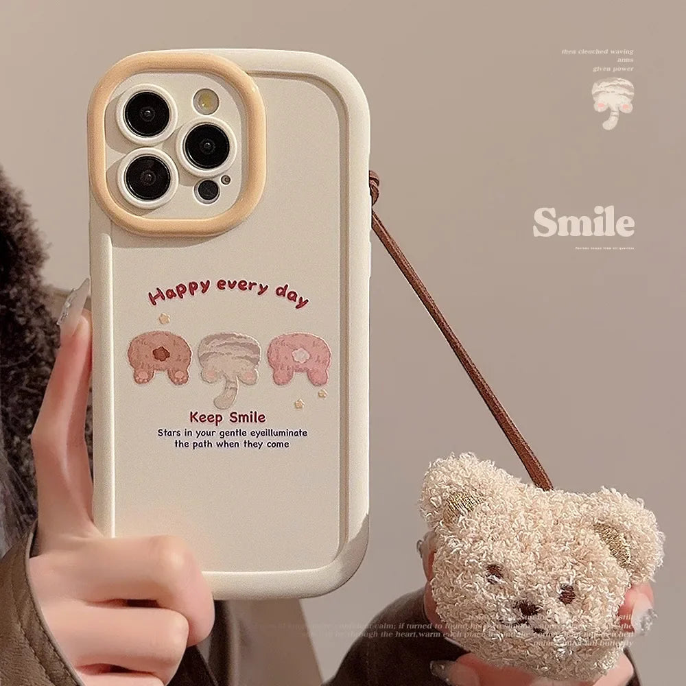 Cute Cartoon Phone Case With Bear Pendant For iPhone