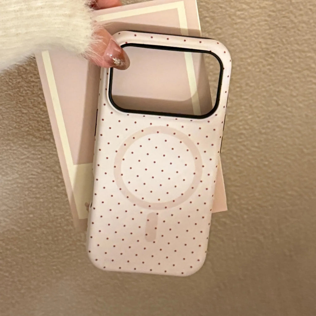 Korean Full Screen Polka Dot Fold Love Heart Magnetic Holder Phone Case For iPhone