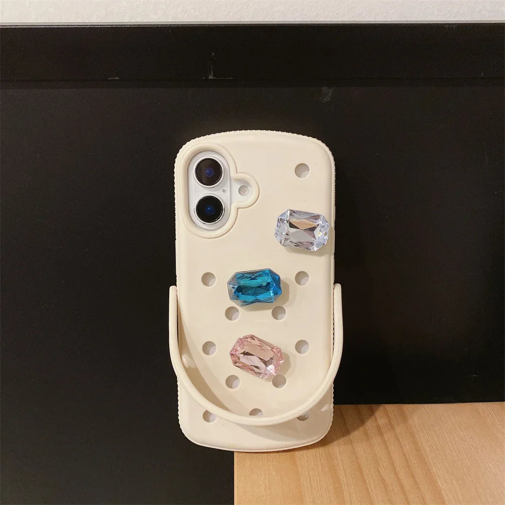 Luxury Gem Crocs Diy Phone Case Soft Cover For iPhone