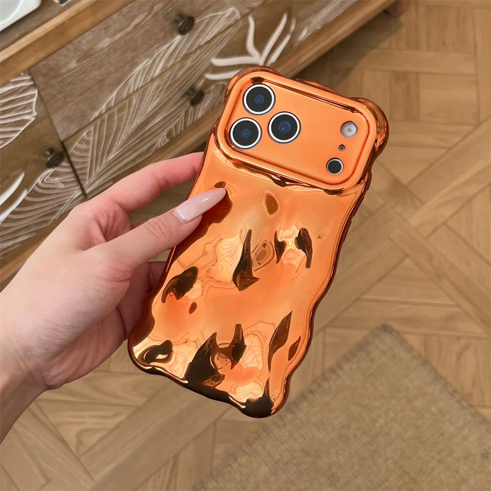 Luxury Plating Wrinkle Wavy Curly Case For iPhone