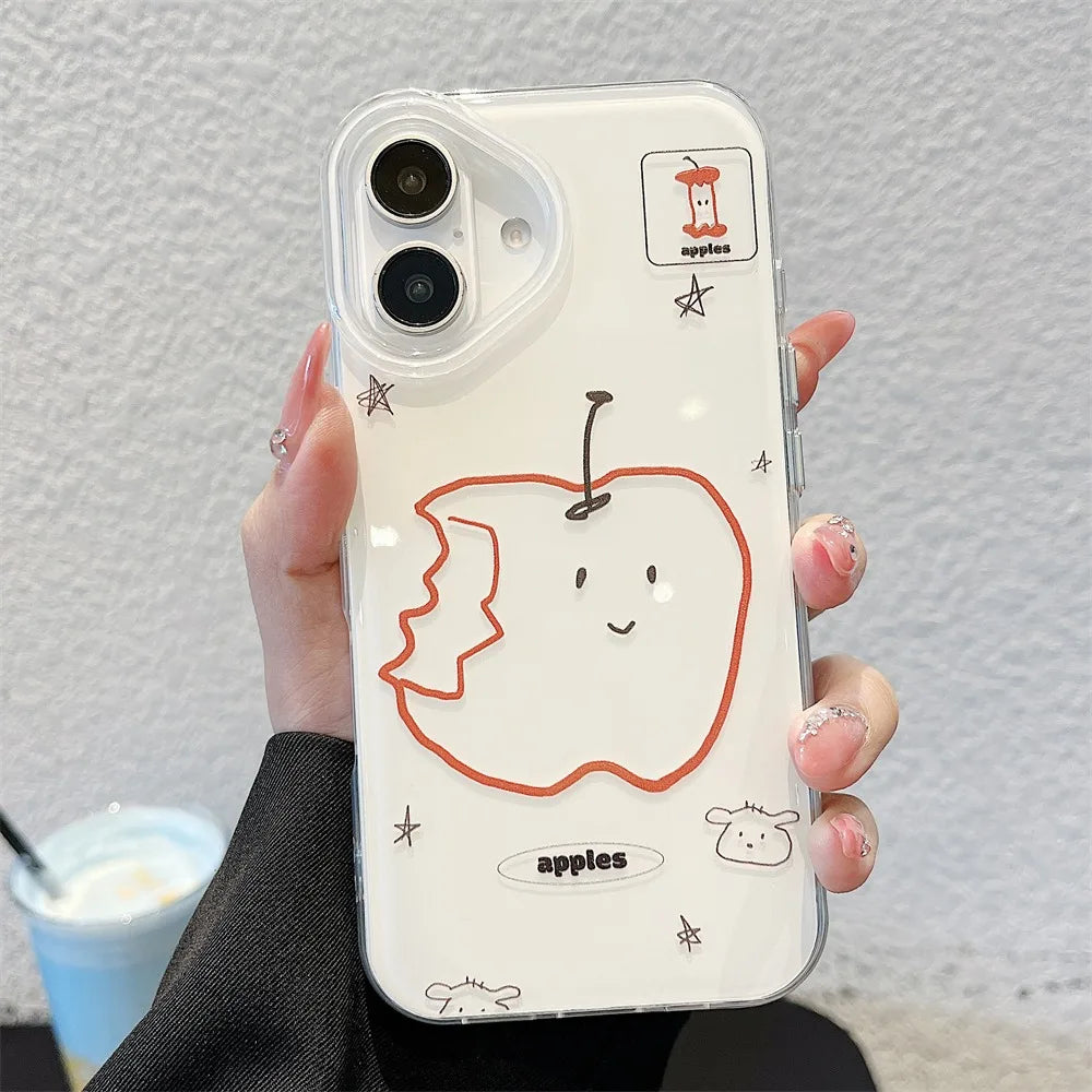 Ins Style Line Fruit Silicone Phone Case For iPhone