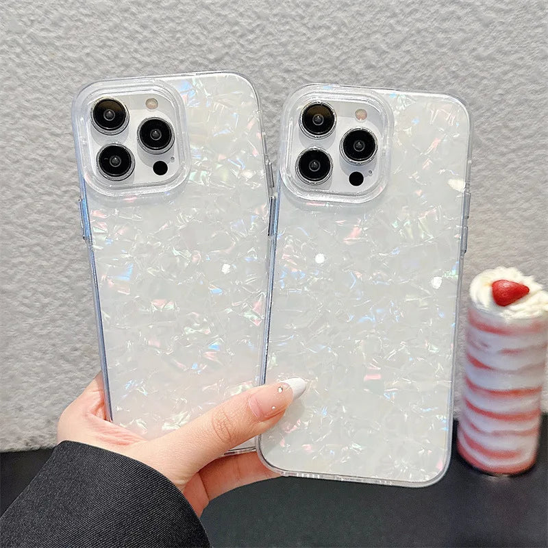 Luxury Solid Color Shell Pattern Phone Case For iPhone