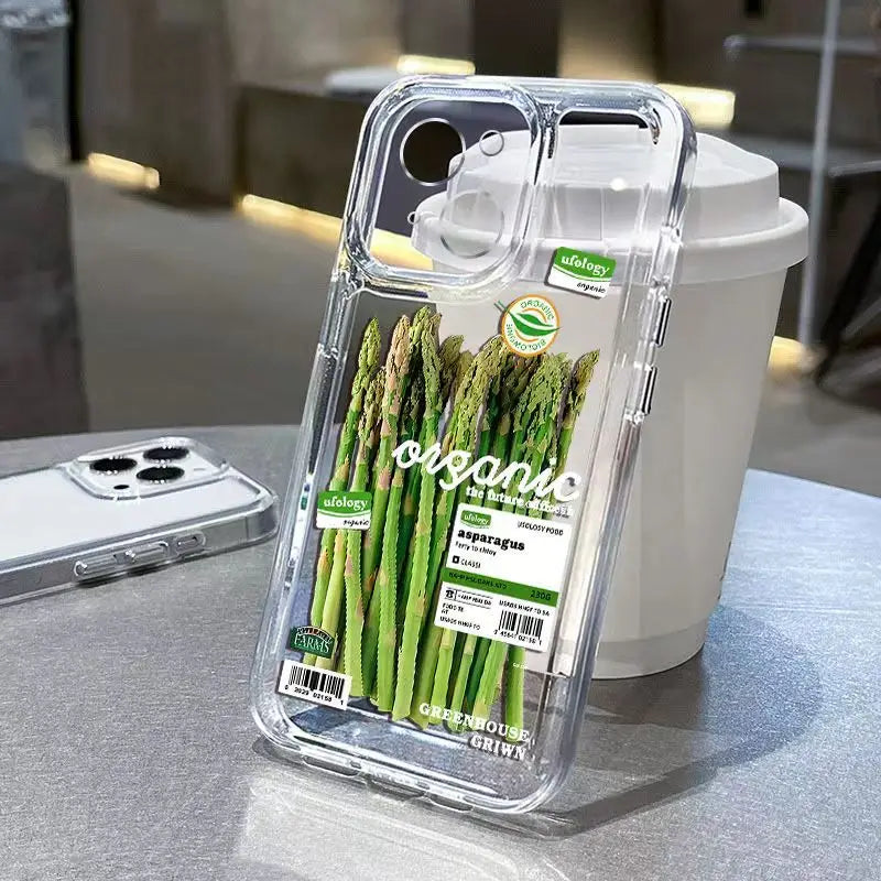 Vegetable Lable Cover Soft Transparent Phone Case